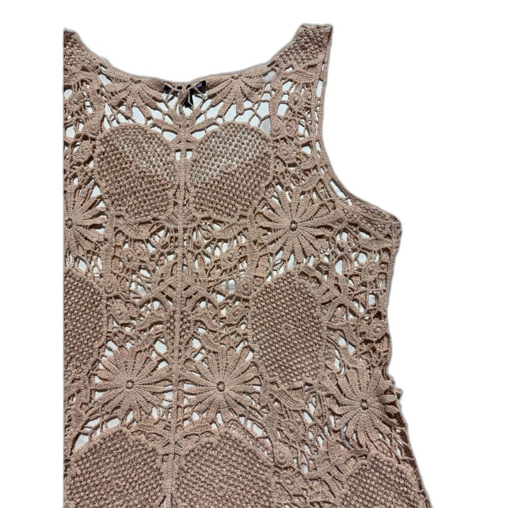 Olivia Sky Cotton Crochet Tank Top Boho Open Knit Floral Medallion Size XL - Picture 9 of 14